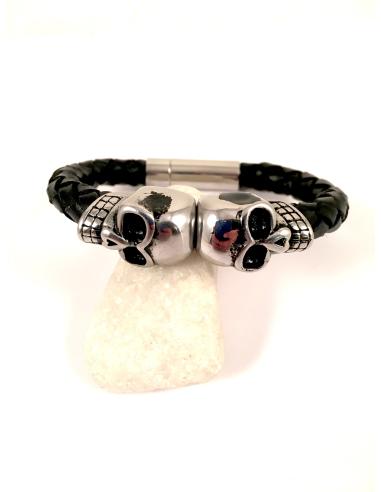 PULSERAS HOMBRE EN ACERO Y CUERO DE...