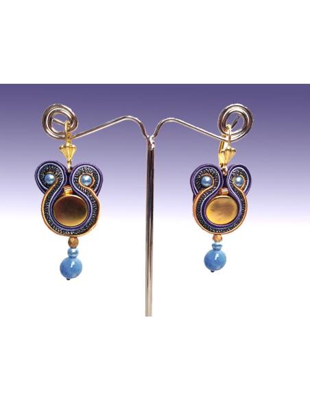 PENDIENTES FLAMENCA ORO Y AZUL CLARO