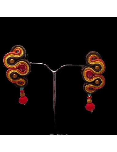 PENDIENTES FLAMENCA NARANJA Y MARRON