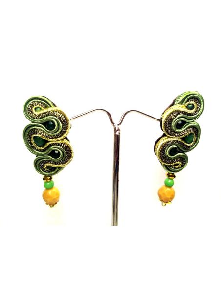 PENDIENTES FLAMENCA VERDE Y ORO
