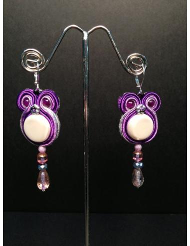 PENDIENTES FLAMENCA MORADOS CON PERLAS