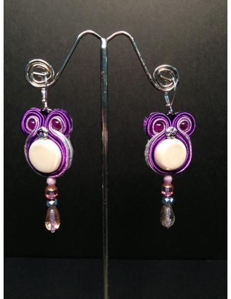 PENDIENTES FLAMENCA MORADOS CON PERLAS