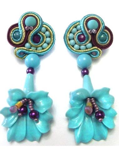 PENDIENTES FLAMENCA TURQUESA BEIGE...