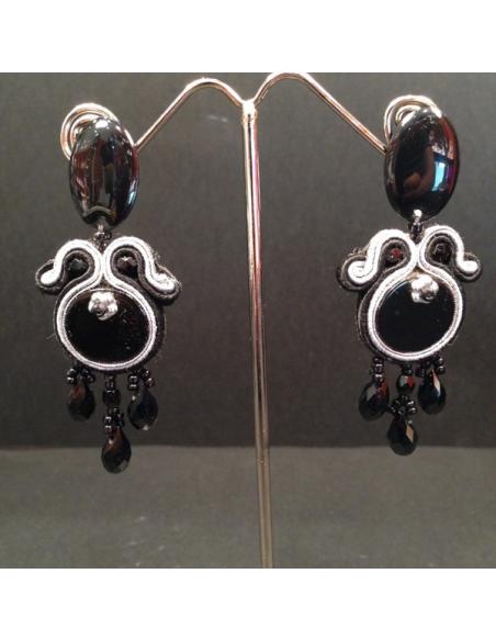 PENDIENTES FLAMENCA PLATA Y NEGRO ALTA BISUTERIA