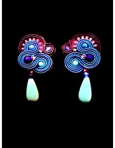 PENDIENTE SOUTACHE MODA FLAMENCA, AZULES DPS 10-00 2
