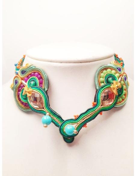 GARGANTILLA DE DISEÑO SOUTACHE,PEQ COJUNTO VERDE FLUOR