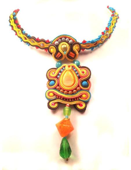 GARGANTILLA DE DISEÑO SOUTACHE,PEQ CONJUNTO NARANJA
