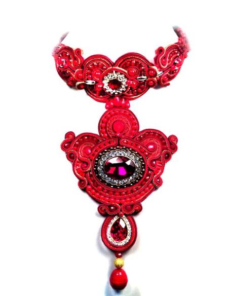GARGANTILLA SOUTACHE FLECOS  SUTACHE ROJO