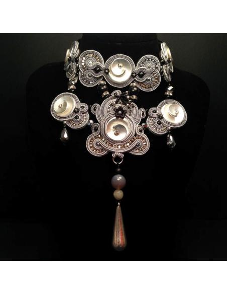 GARGANTILLA EXCLUSIVA SOUTACHE GRANDE COJUNTO PLATA