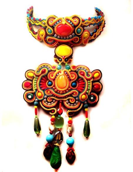 GARGANTILLA SOUTACHE GRANDE CONJUNTO NARANJA