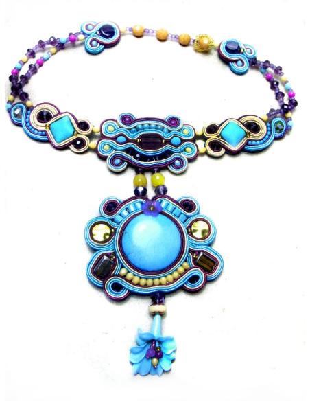 GARGANTILLA EXCLUSIVA SOUTACHE TURQUESA BEIGE AMATISTA