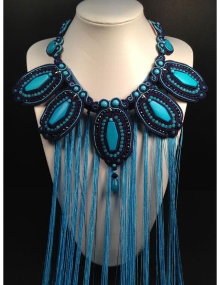 GARGANTILLA EXCLUSIVA SOUTACHE AZUL FLECOS OPCIONAL