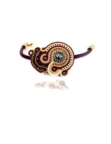 PULSERA  SOUTACHE, COL ORO MARRON...