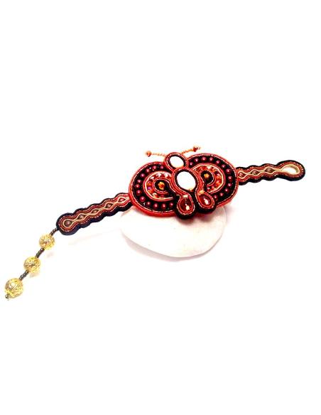 PULSERA SOUTACHE COBRE MARIPOSA