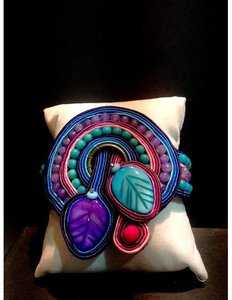 PULSERA SOUTACHE HOJAS NACAR EMBROIDERY