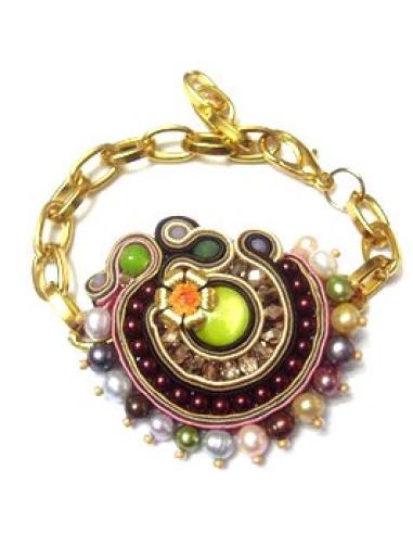 PULSERA  SOUTACHE,TIERRA