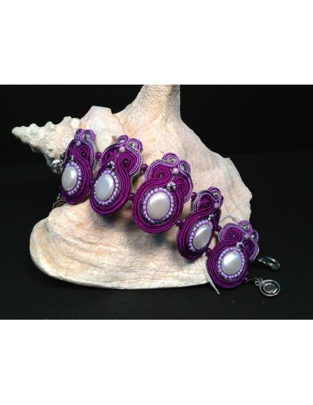 PULSERA  SOUTACHE, LILA  GRANDE