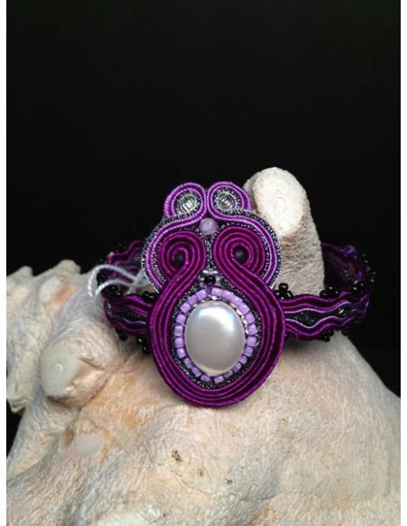 PULSERA  SOUTACHE, LILA PEQUEÑA