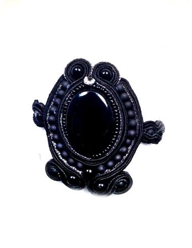 PULSERA  SOUTACHE, NEGRO PEQUEÑA