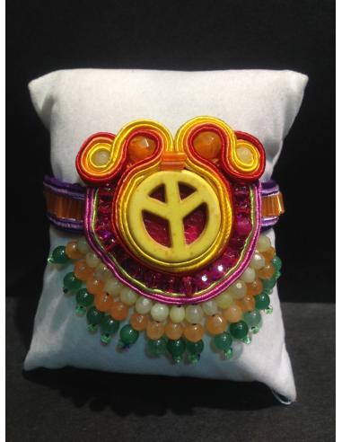 PULSERA DE DISEÑO SOUTACHE,PAZ...
