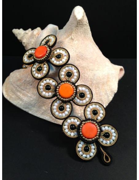 PULSERA DE DISEÑO SOUTACHE, FLOR GRANDE