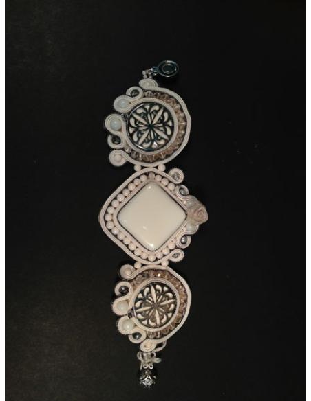 PULSERA DE DISEÑO SOUTACHE, BLANCO GRANDE
