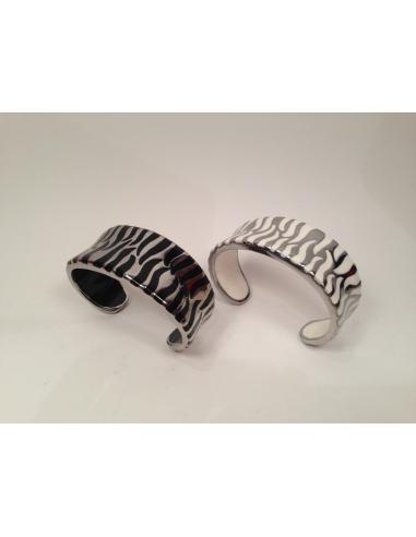 BRAZALETE ACERO LINEAS ESMALTE