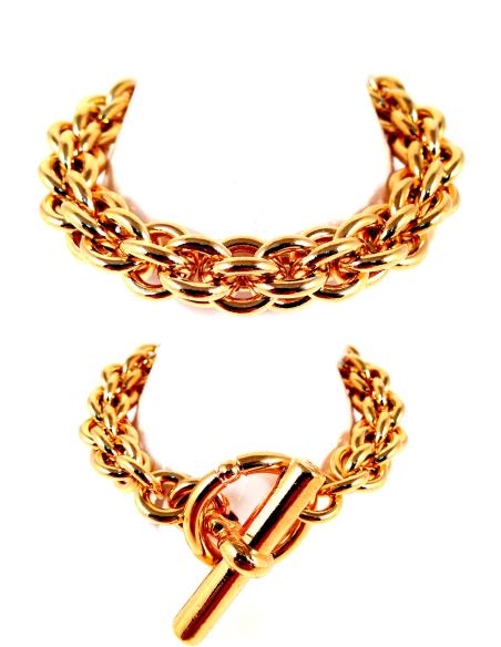 PULSERA CORDON CHAPADO ORO DIAMETRO 1CM, LARGO 22C