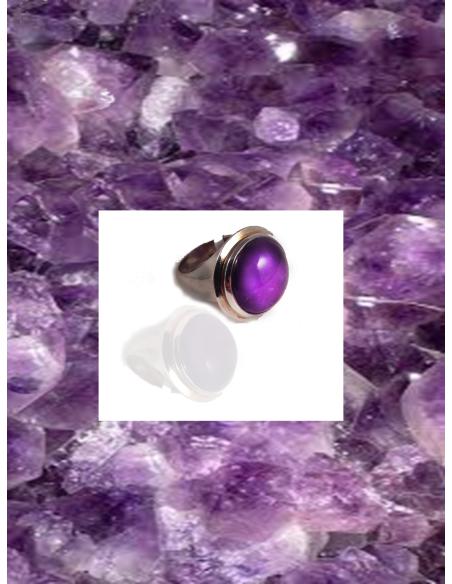 ANILLO PLATA AMATISTA REDONDO PIEDRA LUX
