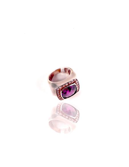 ANILLO PLATA SELLO CIRCONITA MORADA