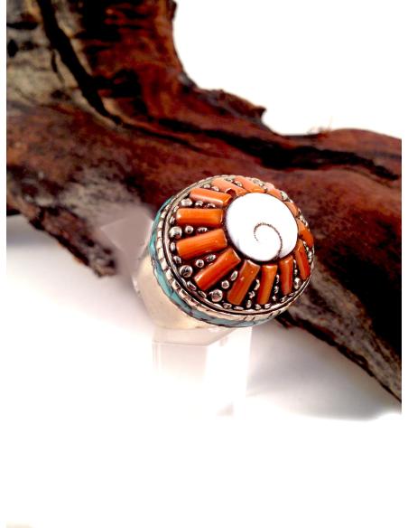 ANILLO PLATA CORAL NEPAL 24G