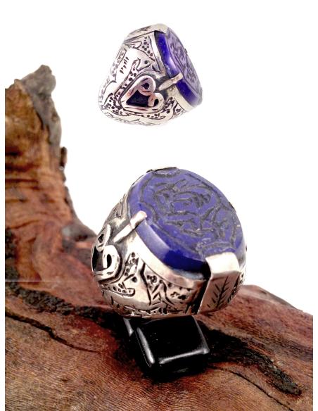 ANILLO PLATA  LAPIZ LAZULI SELLO OVAL AFGANISTAN