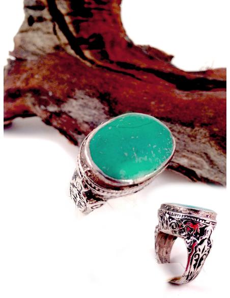 ANILLO PLATA TURQUESA AFGANO MEDIANO 17-60