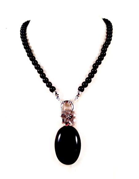 COLLAR PIEDRA NATURAL CON COLGANTE DE PLATA, MEDIDAS: LARGO COLLAR 50CM, COLGANTE 3*2CM