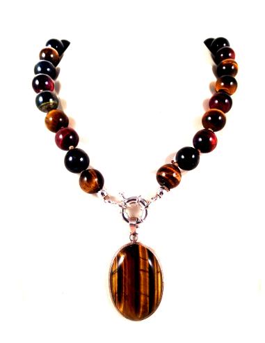 COLLAR DE PIEDRA NATURAL OJO DE TIGRE...