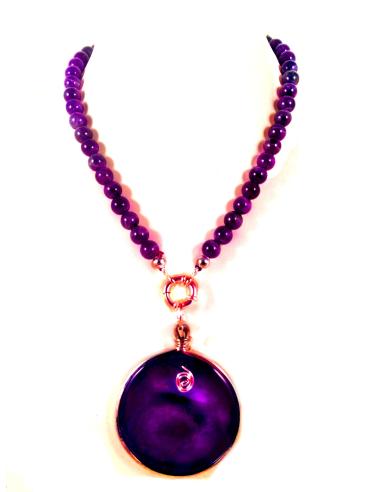 COLLAR PIEDRA NATURAL AMATISTA CON...