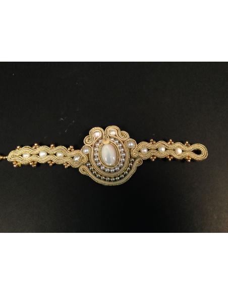 PULSERA  SOUTACHE, BEIGE PEQUEÑA