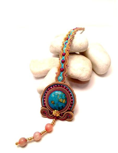 PULSERA  SOUTACHE,PEQUEÑA BUGAMBILLA