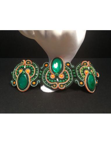 PULSERA DE DISEÑO SOUTACHE, VERDE GRANDE