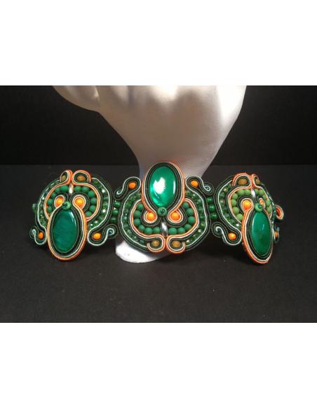 PULSERA DE DISEÑO SOUTACHE, VERDE GRANDE