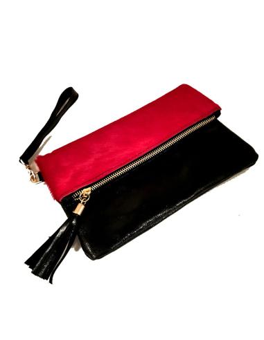 BOLSO  DE MANO ROJO DE PIEL