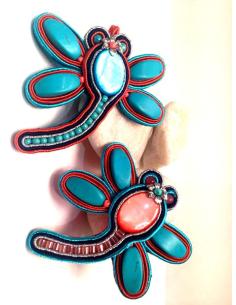 BROCHE LIBELULA  CORAL TURQUESA
