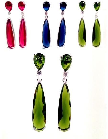 PENDIENTE LAGRIMA LARGA EN CRISTAL CHECO
