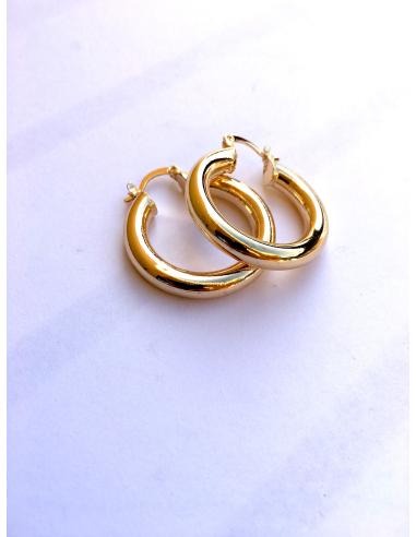 PENDIENTES ARO DORADOS FANTASIA DIAMETRO 3CM, ANCHO DE TUBO: 6MM
