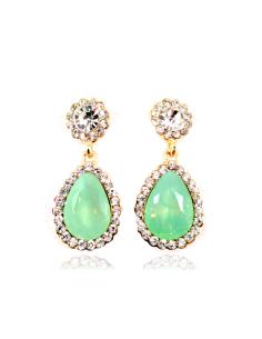 Imagen del producto PENDIENTE FIESTA  LAGRIMA CRISTAL COLOR  VERDE AGUA CON STRASS, MEDIDAS: 3CM LARGO, 1CM ANCHO, ANTI ALERGICO