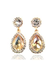 PENDIENTE FIESTA  LAGRIMA CRISTAL COLOR AMBAR CON STRASS, MEDIDAS: 3CM LARGO, 1CM ANCHO, ANTI ALERGICO