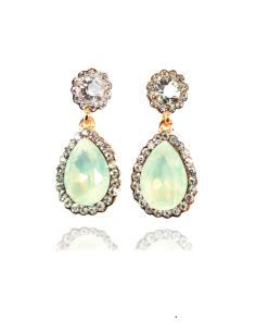 PENDIENTE FIESTA  LAGRIMA CRISTAL COLOR BLANCO OPAL CON STRASS, MEDIDAS: 3CM LARGO, 1CM ANCHO, ANTI ALERGIC