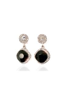 Imagen del producto PENDIENTE FIESTA CON CRISTAL COLOR NEGRO ,MEDIDAS: LARGO 2.5CM, ANCHO:1CM, ANTI ALERGICO