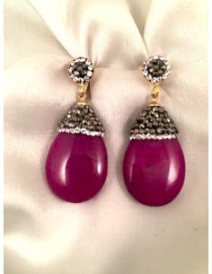 PENDIENTES ELEGANTES DE LAGRIMA EN PIEDRAS SEMIPRECIOSAS