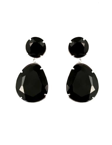 PENDIENTES LARGOS DE CRISTAL EN COLOR NEGRO